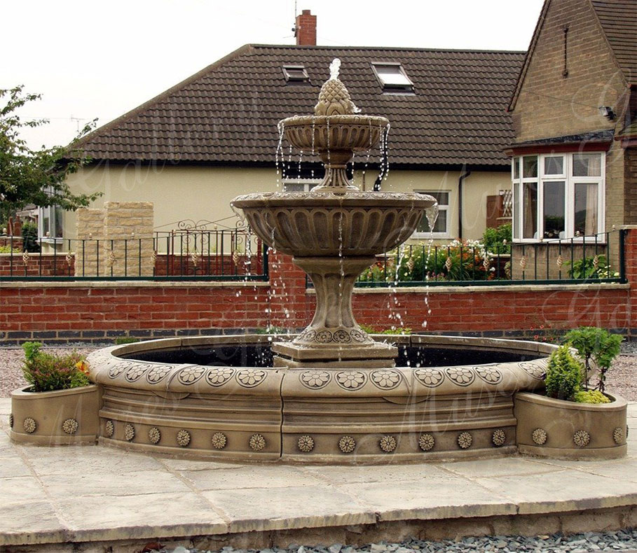 2 Tier Large Antique Granite Circular Fountain Water Feature for Sale MS-01-Marble/Stainless ...