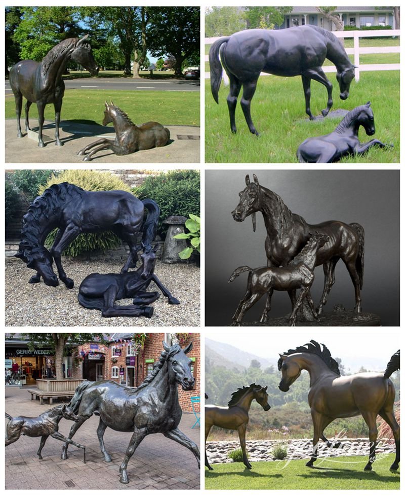 different horse and foal statue