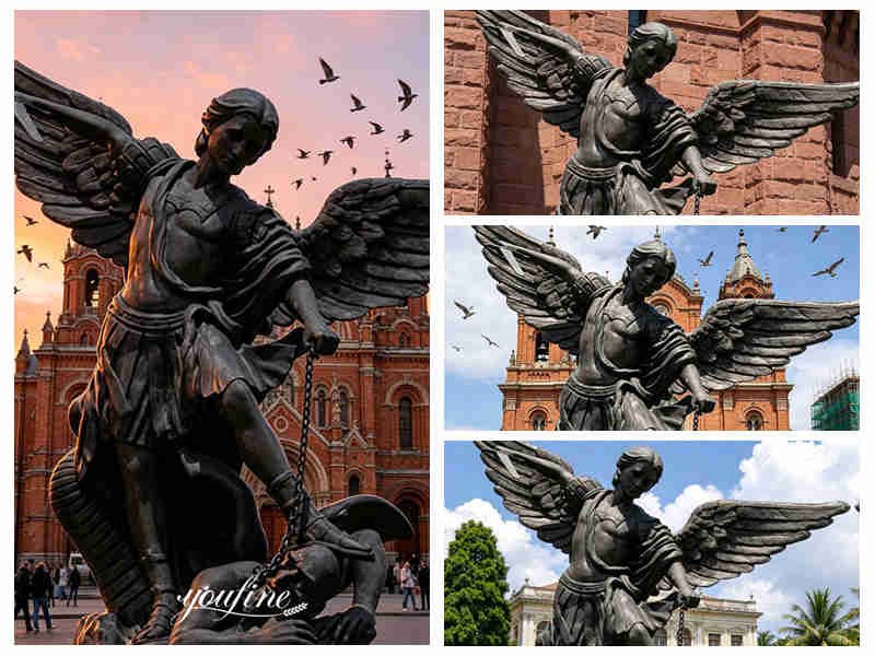 bronze Saint Michael statue different