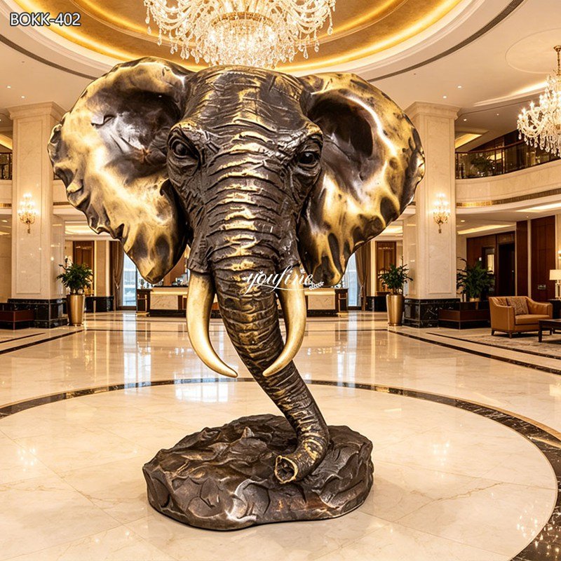 elephant head bronze statue