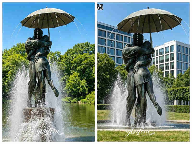 outdoor bronze fountain man and women different