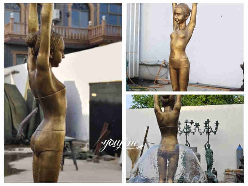 bronze ballerina fountain different angles