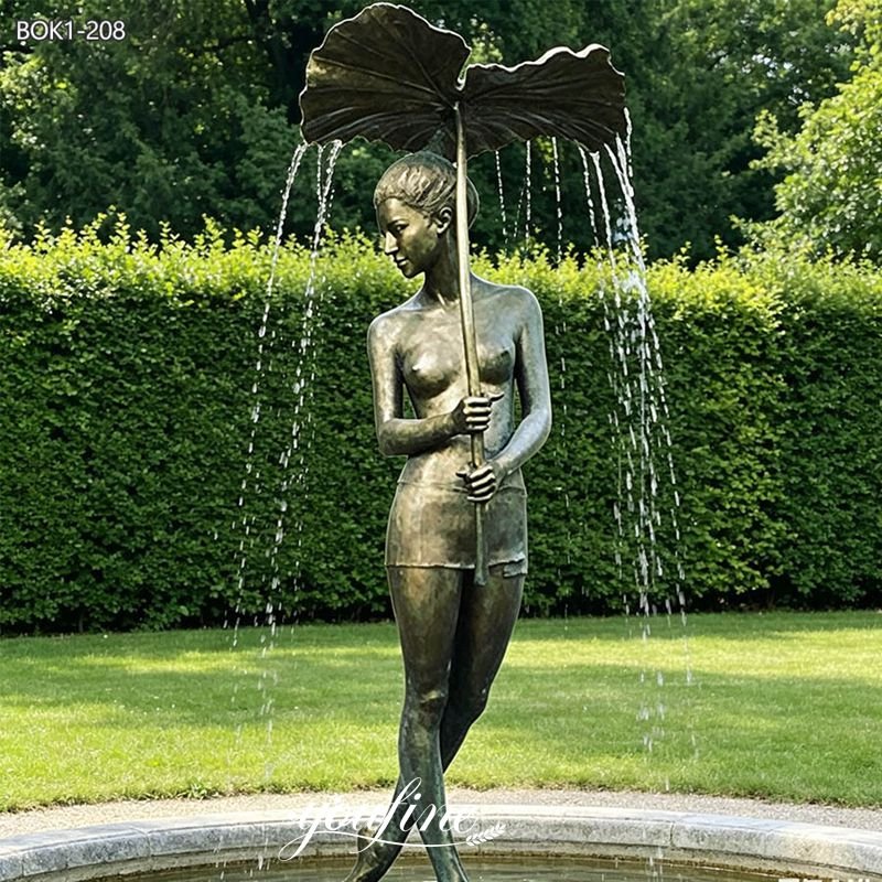 lady fountain in garden
