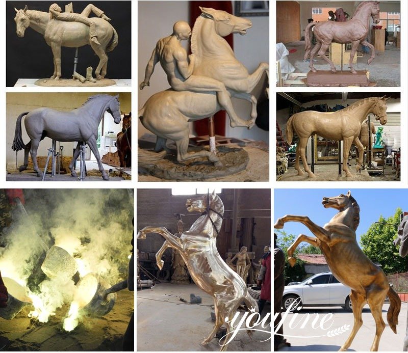 hot casting bronze rearing horse sculpture for sale