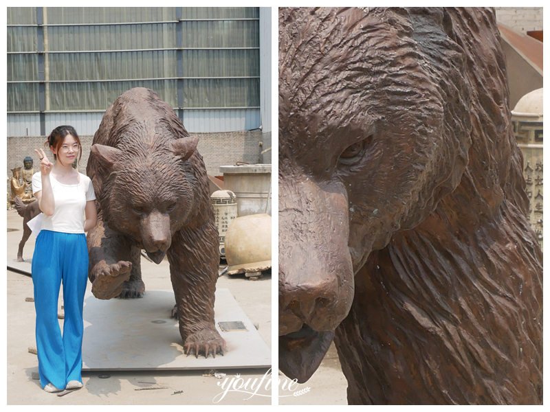 life size bear statue detail