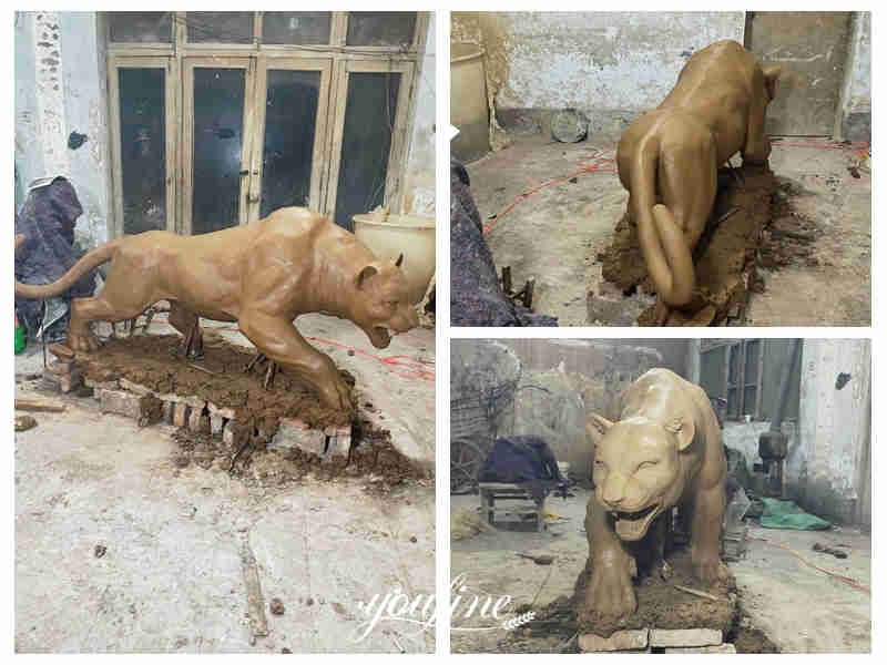 clay model of panther sculpture