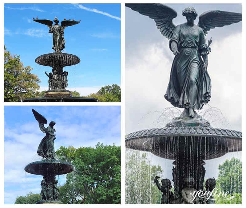 bronze angel fountain detail