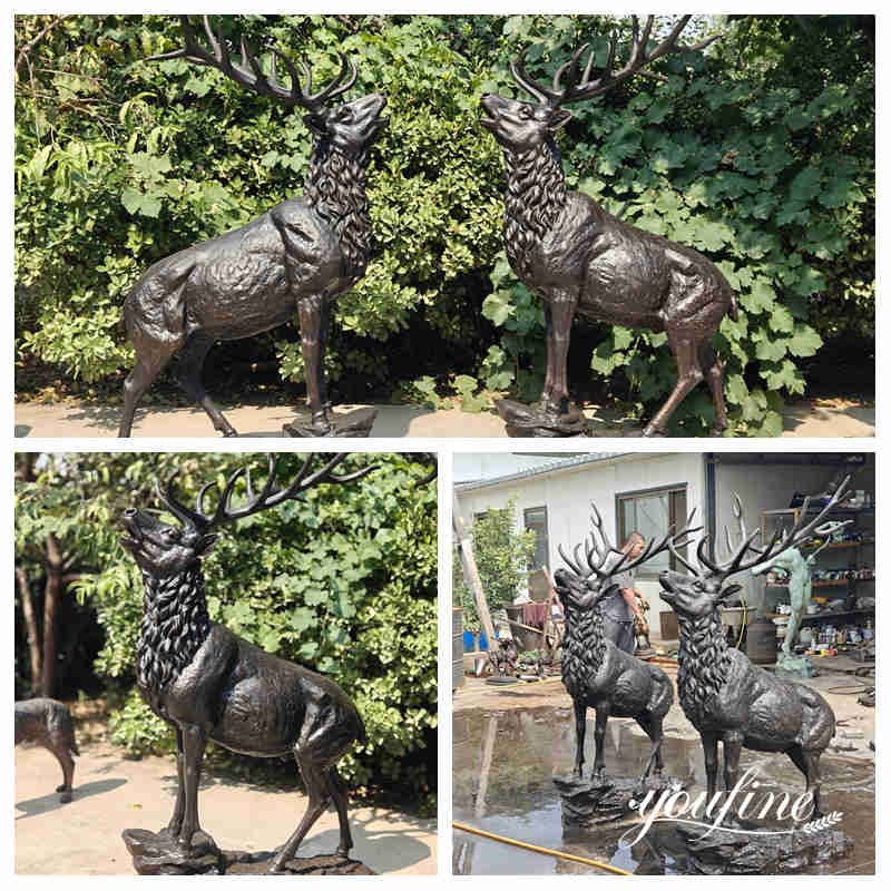 bronze deer garden statue