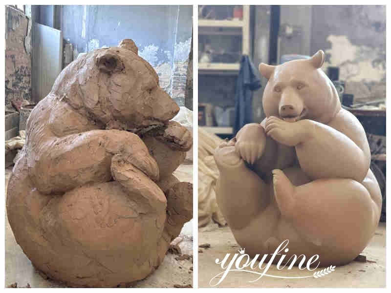 bronze bear statue clay model