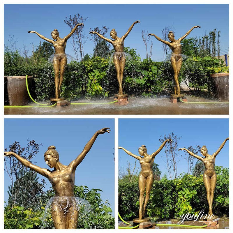 bronze ballerina fountain detail in factory