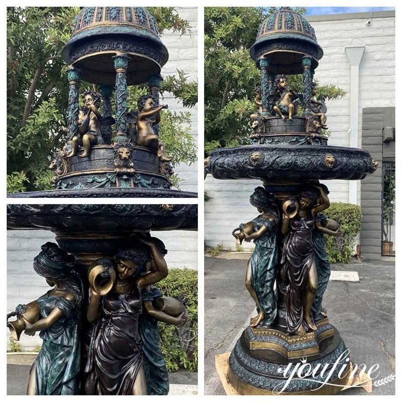 bronze lady statue fountain detail