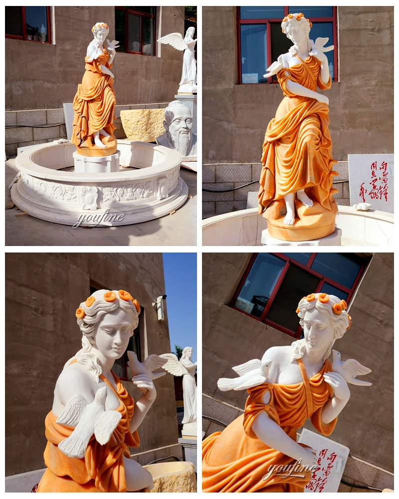 Color Block Woman Statue Fountain details