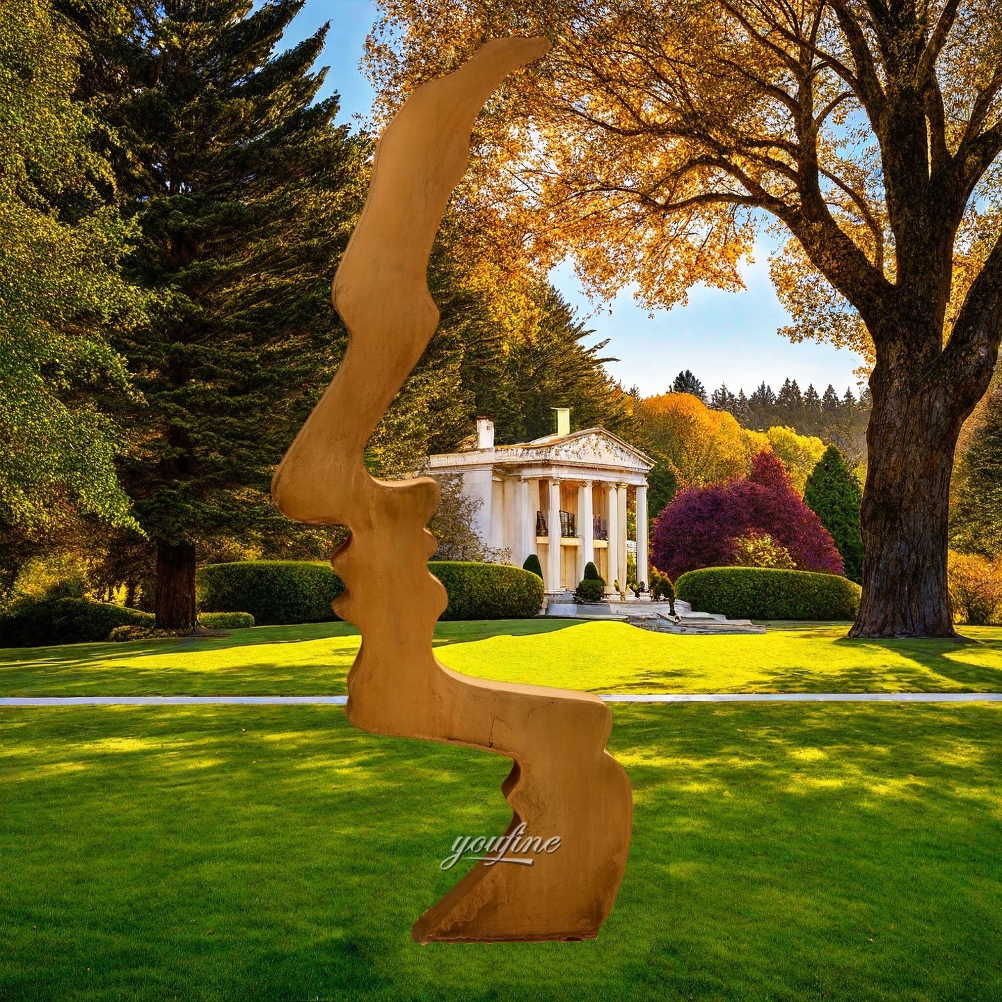 large Corten Abstract Face Sculpture