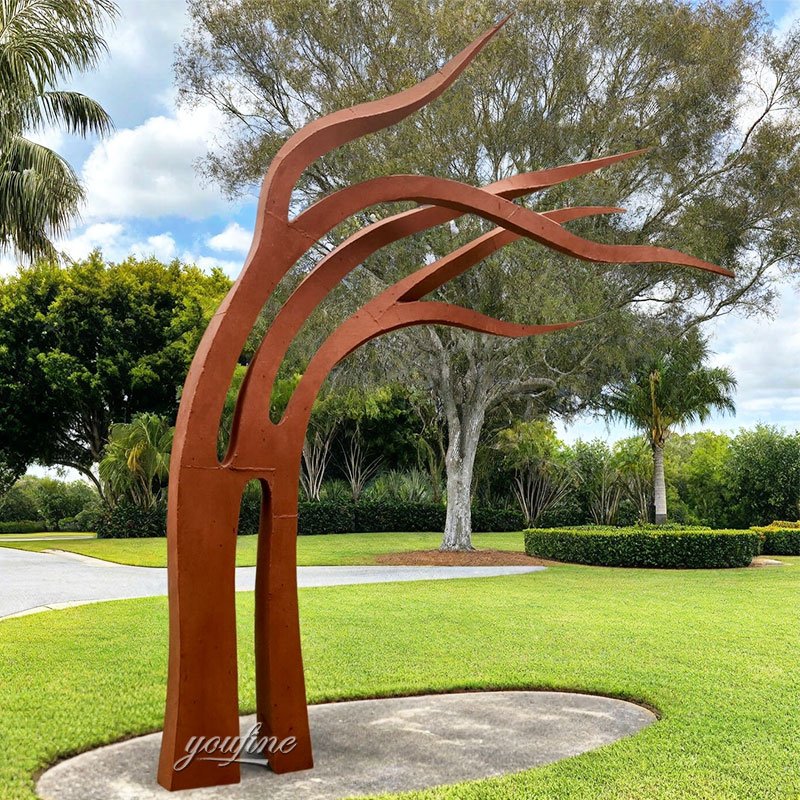 large Corten Abstract Tree Sculpture