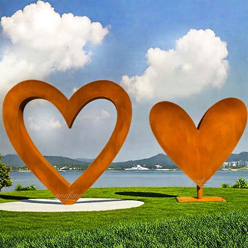 large Corten Steel Heart Sculpture