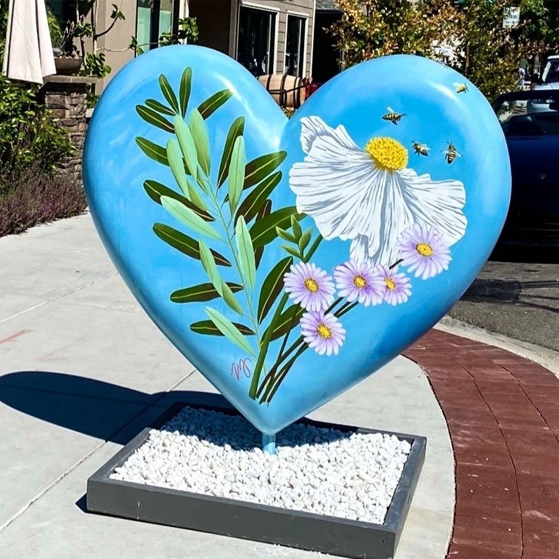 blue Graffiti Heart garden Sculpture