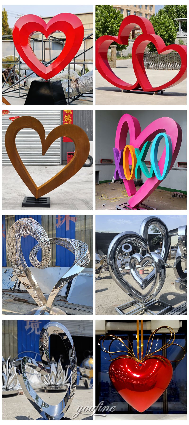 large Heart Sculptures in Different Designs