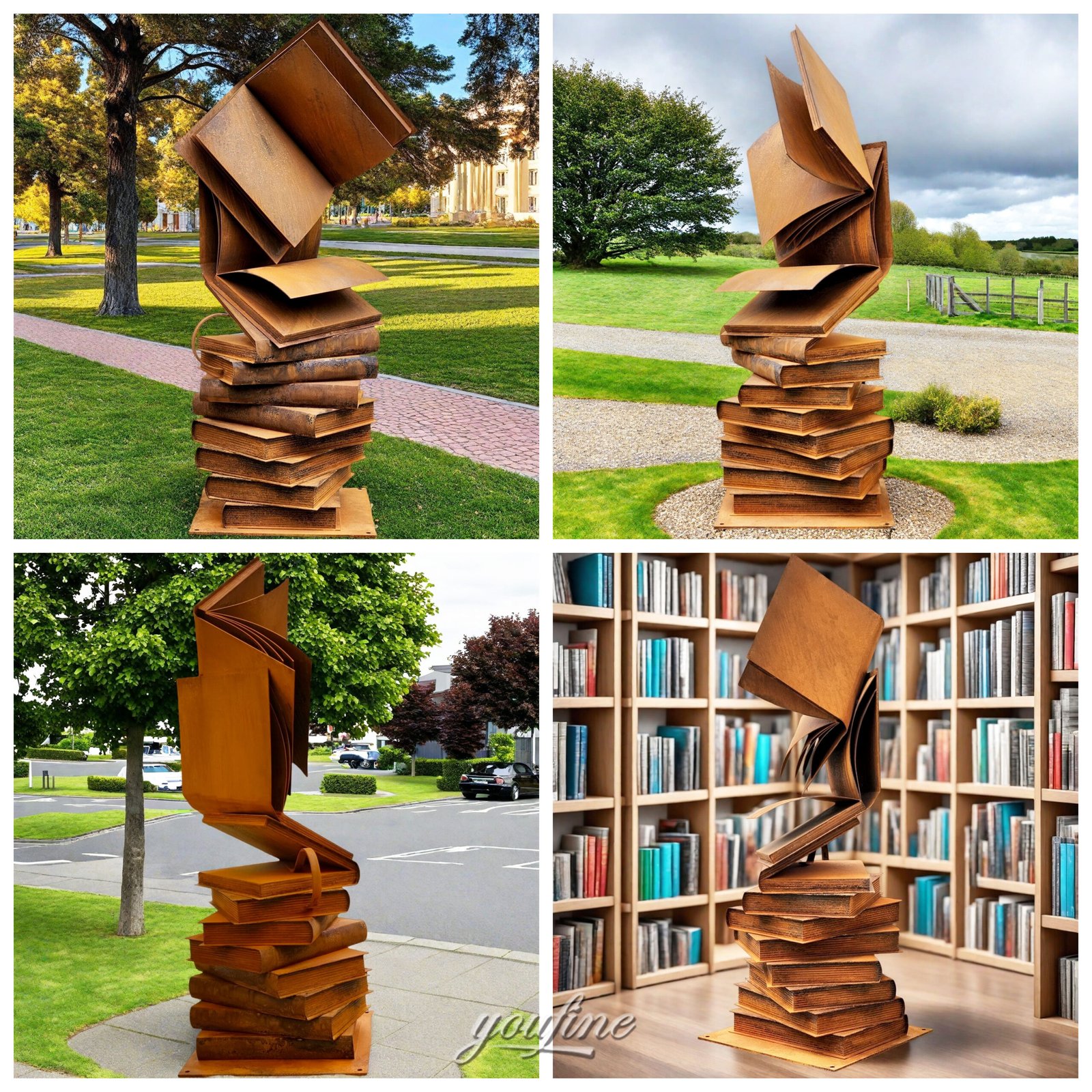 large Lifelike Open Book Sculpture