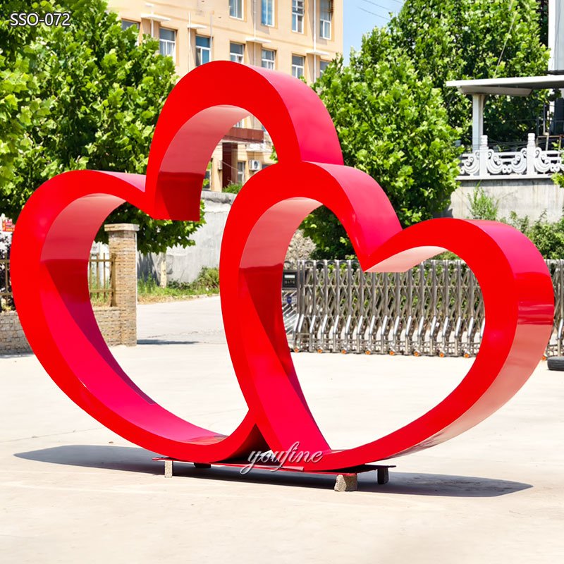 large Steel Double Red Heart