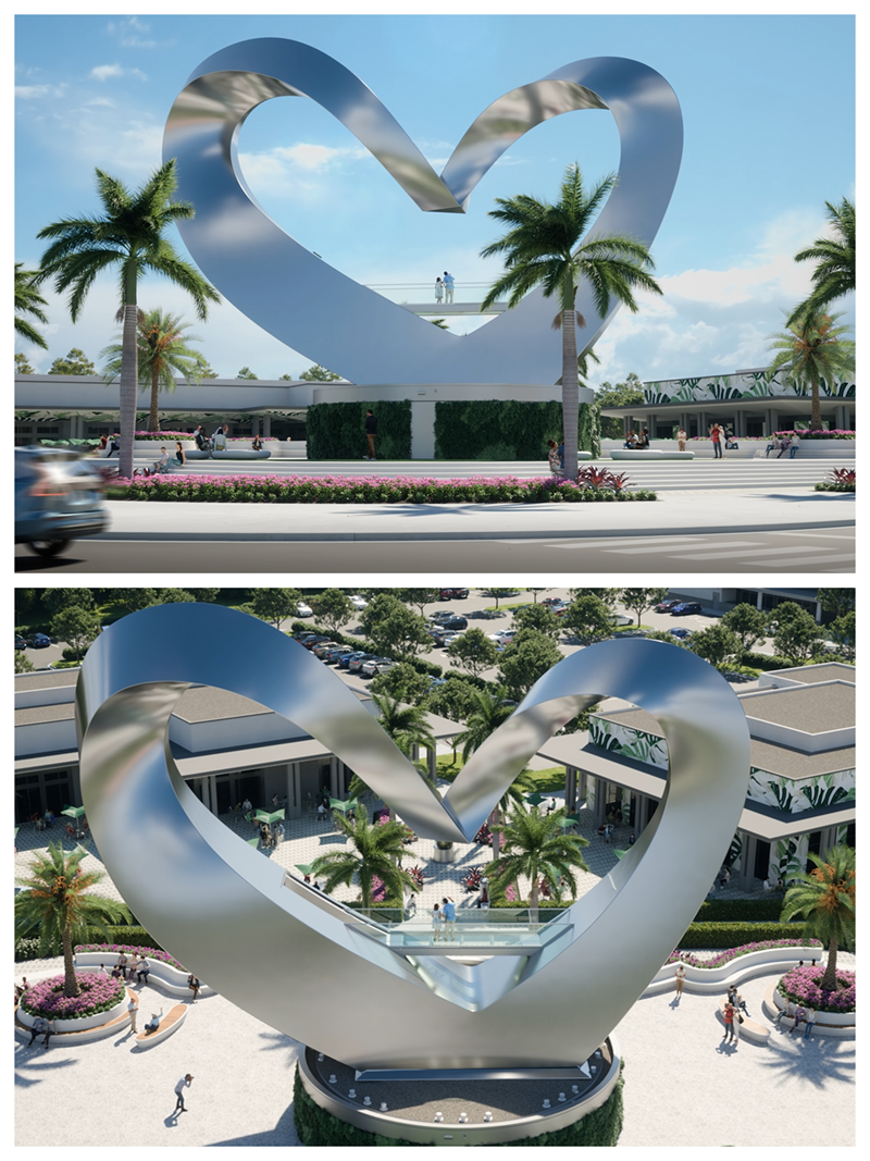 large metal abstract heart sculpture