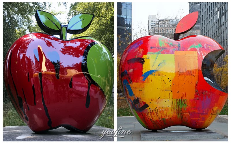 metal graffiti apple sculpture