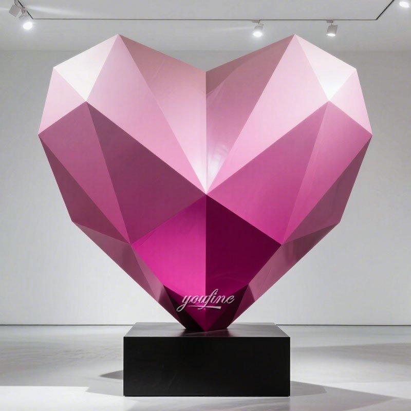 large pink Geometric Heart Sculpture