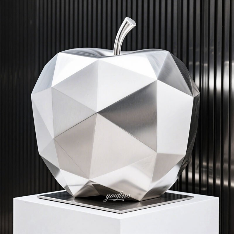 stainless steel-geometric-apple-sculpture