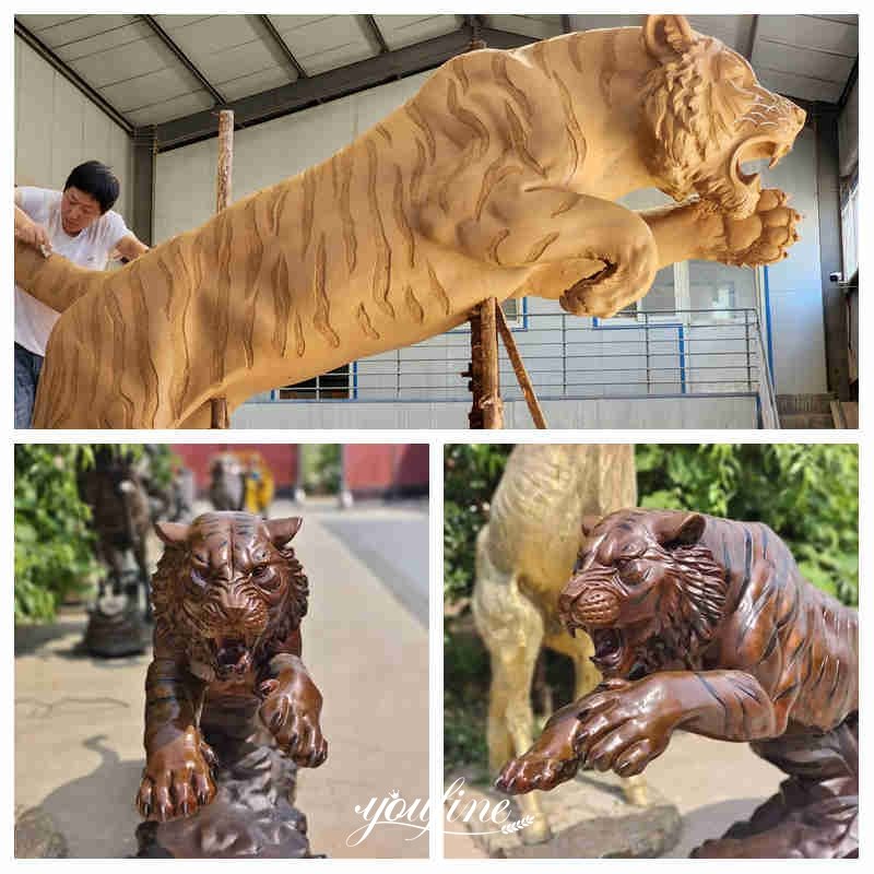 bronze tiger statue clay model