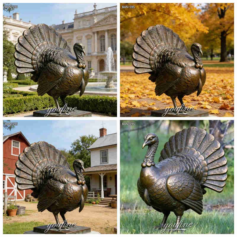 bronze turkey statue different places