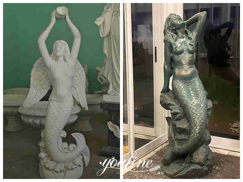 marble mermaid statue vs. bronze mermaid statue