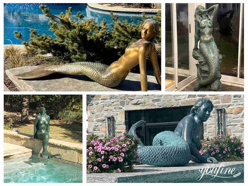 the feedback of bronze mermaid statue