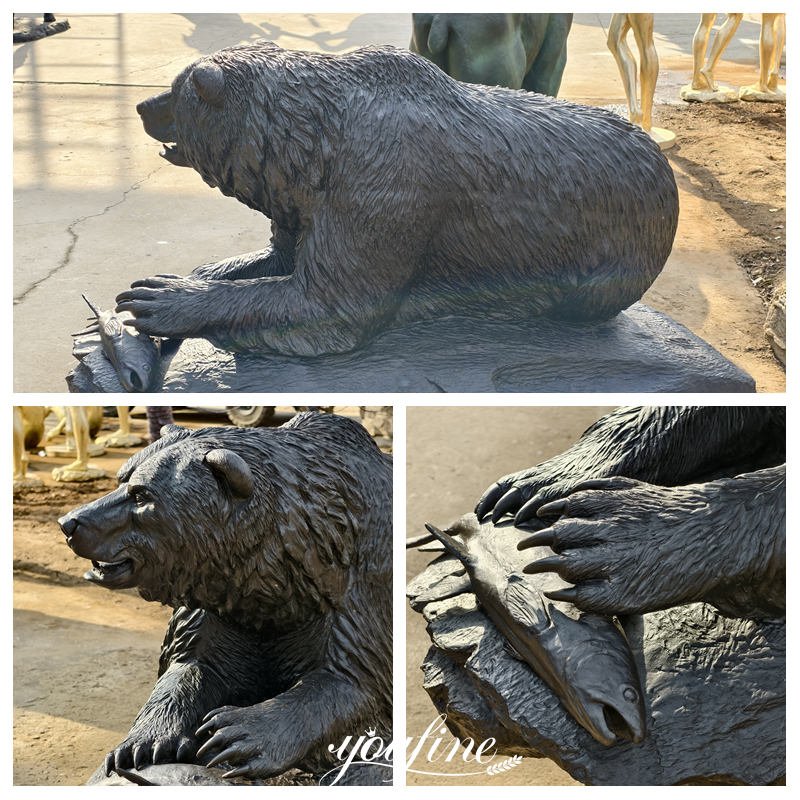back and detail of bear with fish