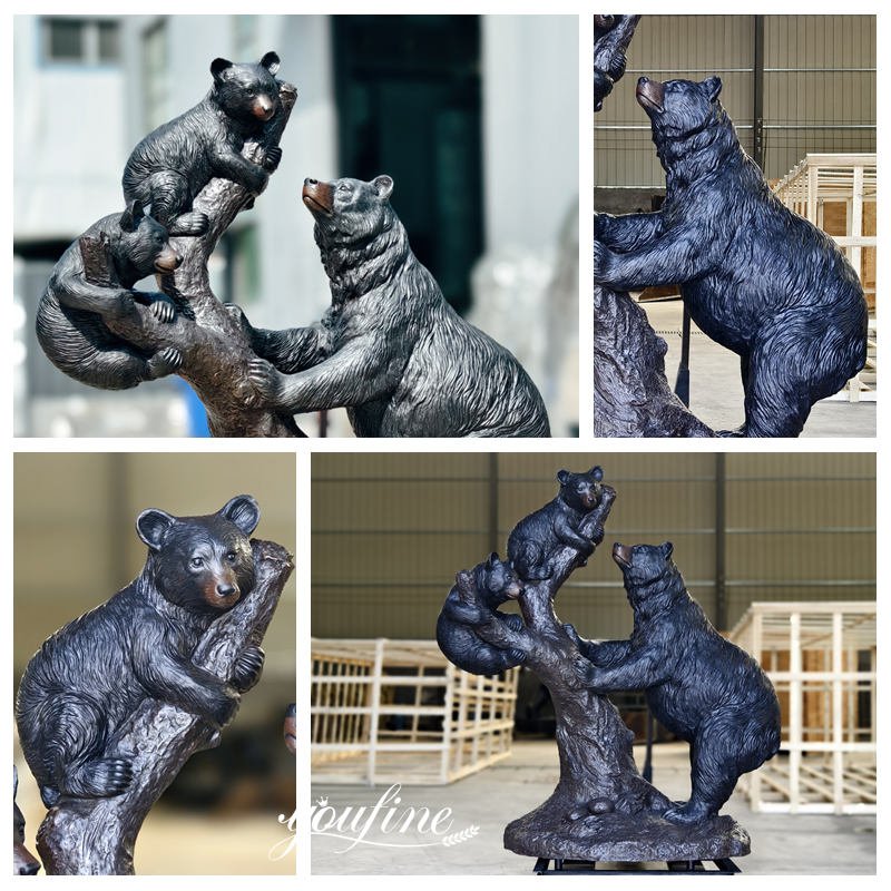 bear family statue detail