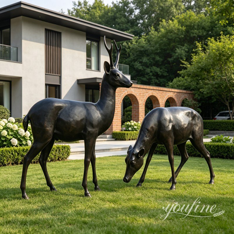 life size bronze deer sculpture