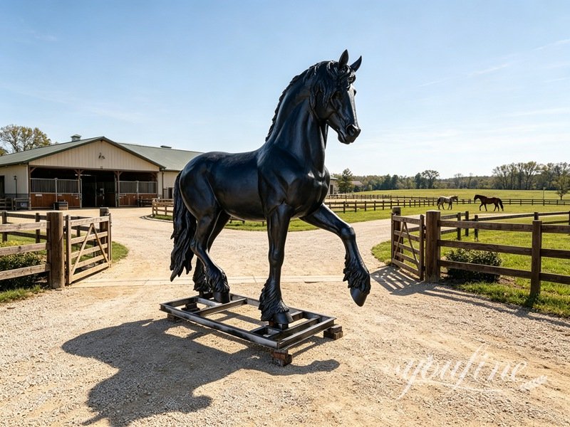 Friesian horse statue black