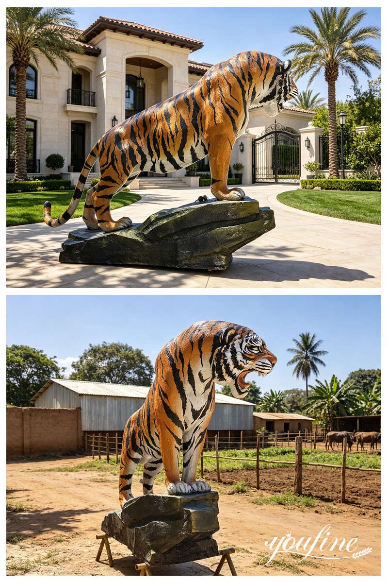 tiger statue different outdoor