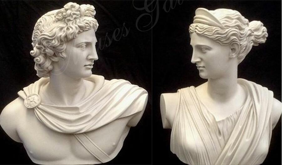 Famous Busts God Apollo & Goddess Artemis Diana Greek Carving Marble Sculpture for Sale