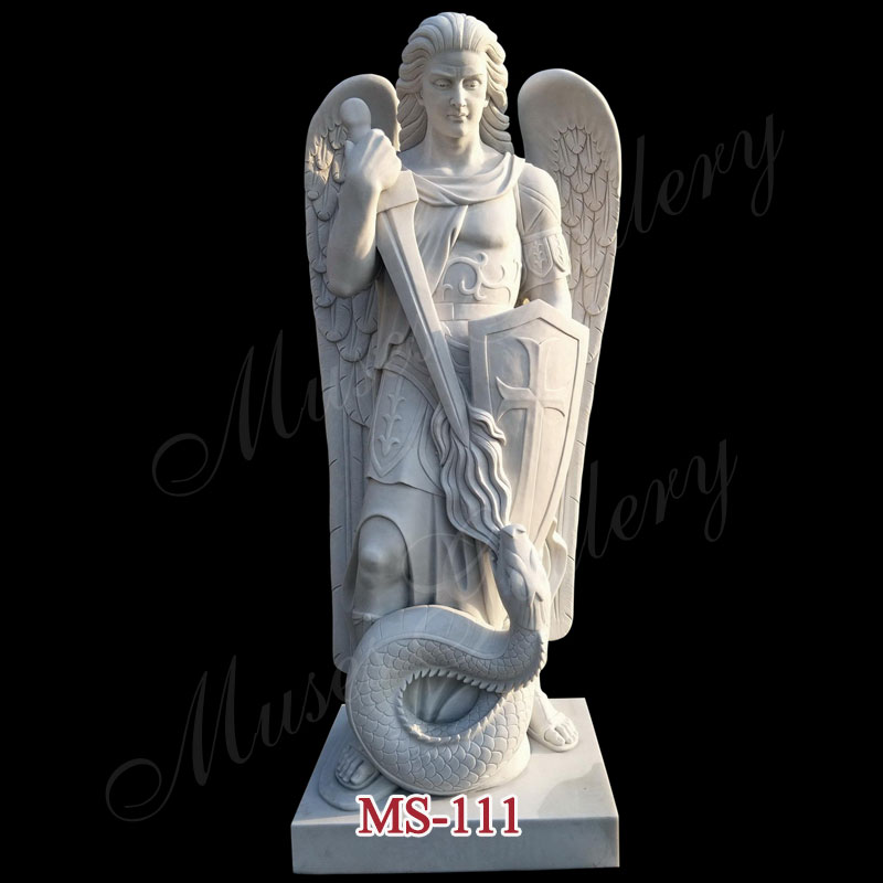 Famous Catholic Statue Marble Saint Archangel Michael Statue for Sale MS-111