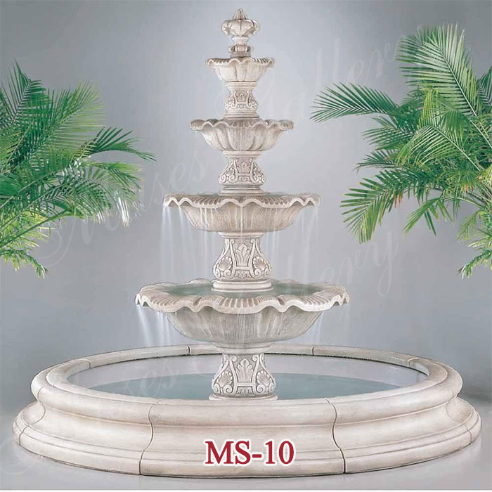 Outdoor Large 4 Tiers Marble Stone Carving Water fountain for Garden