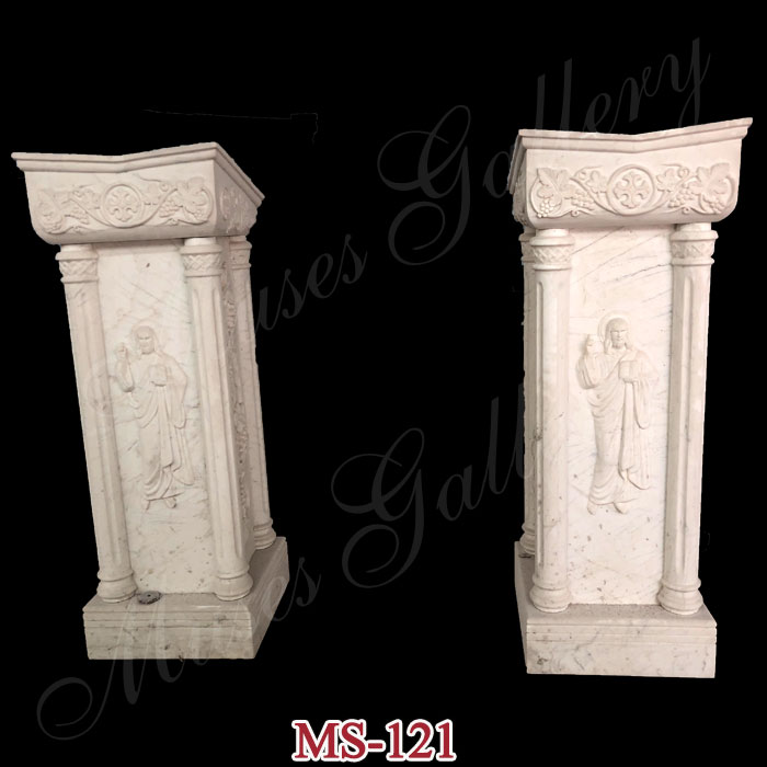 Catholic White Marble Pulpit with Pure Hand Carved for Church for Sale