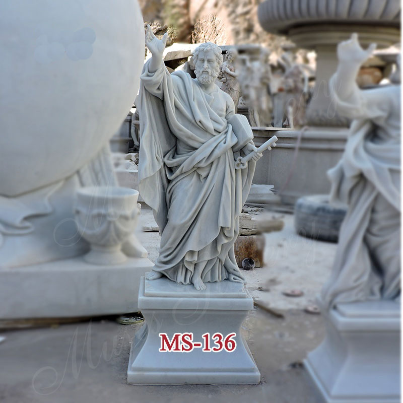 White Marble Apostles St Peter Statue Catholic Religious Sculpture Church Supply Warehouse