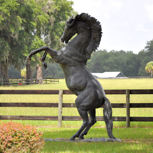 Bronze Rearing Horse Statue with Majestic Spirit Showed in Garden-M-103
