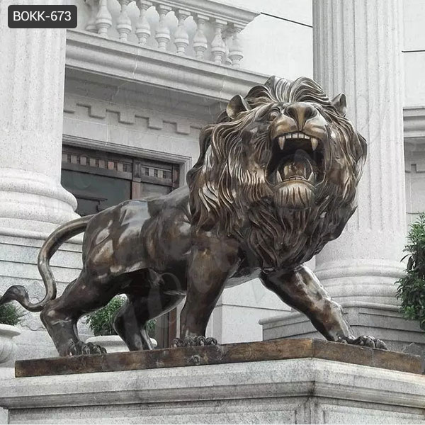 Outdoor Decoration Large Hand-crafted Bronze Lion Statues for Sale BOKK-673