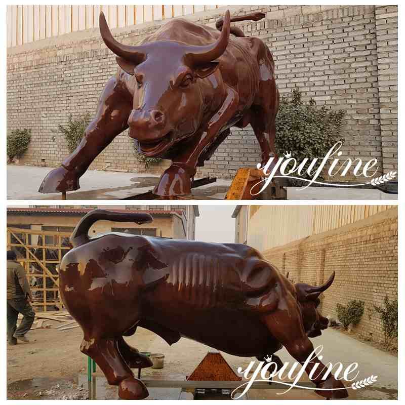 Famous Outdoor Casting Bronze Bull Statue Wall Street Replica for Sale BOKK-660