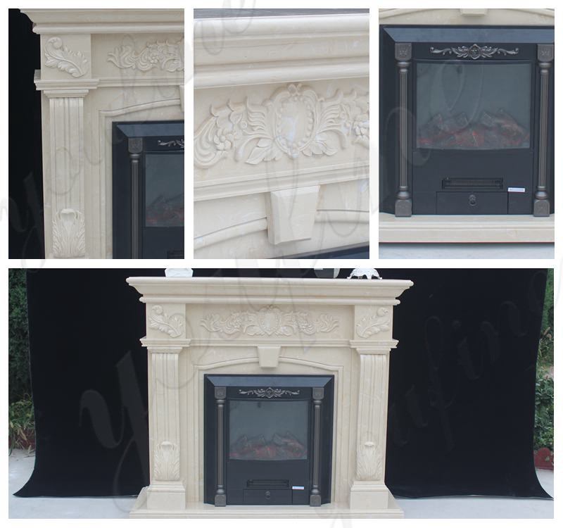 Exquisite Hand carved French Design Flower Marble Fireplace Supplier MOKK-485