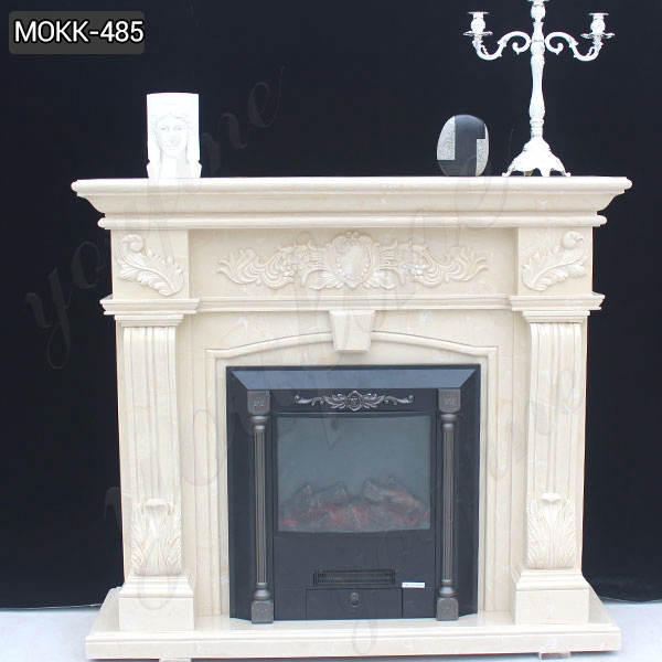Exquisite Hand carved French Design Flower Marble Fireplace Supplier MOKK-485