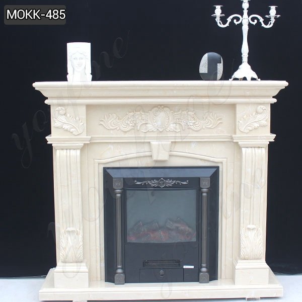 Exquisite Hand carved French Design Flower Marble Fireplace Supplier MOKK-485