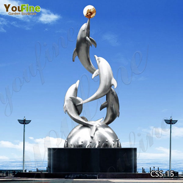 Modern Large Outdoor Stainless Steel Dolphin Sculpture Suppliers CSS-15