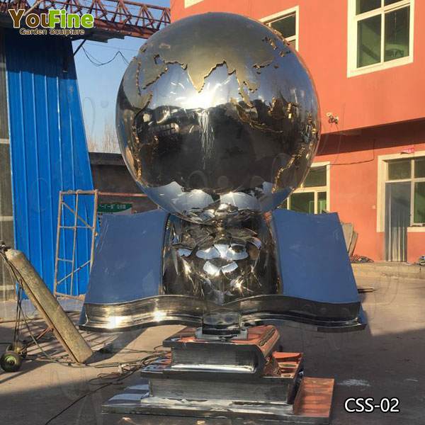 Contemporary Large Stainless Steel Globe Sculpture Design for Sale CSS-02