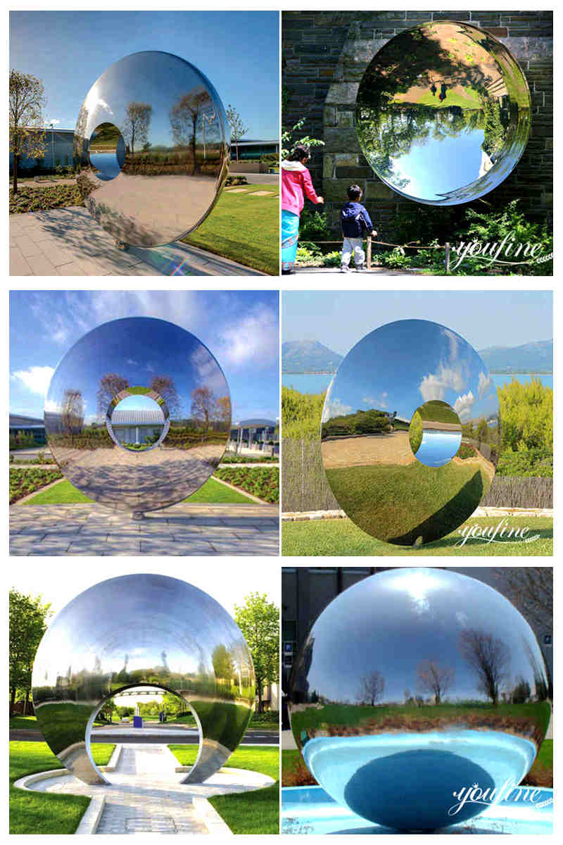 Large Outdoor Mirror Polished Stainless Steel Sculptures for Sale